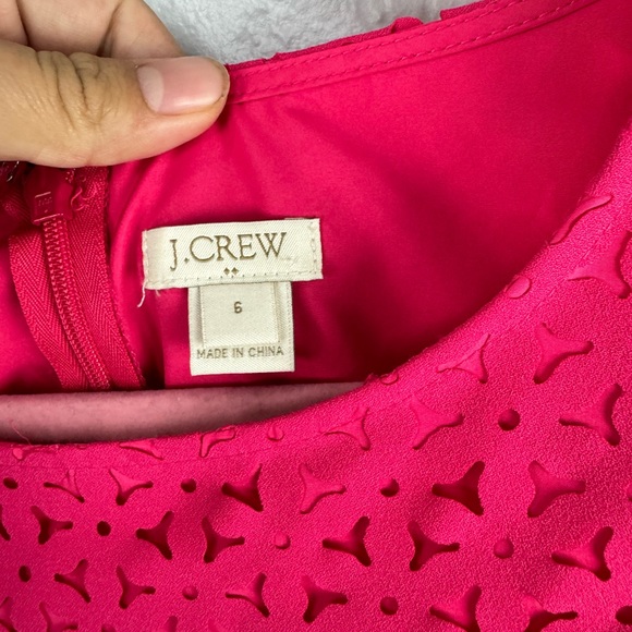 J. CREW Laser Cut Cap Sleeve Dress Fuchsia Pink Floral - Picture 3 of 8